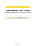 30-Day Budget & Bill Planner PDF