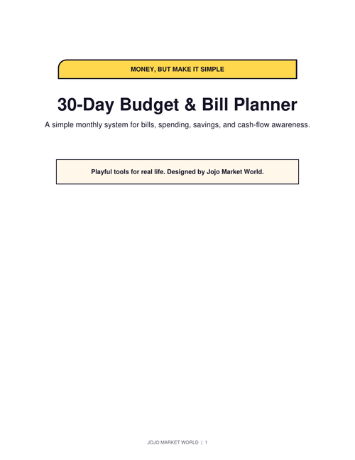 30-Day Budget & Bill Planner PDF