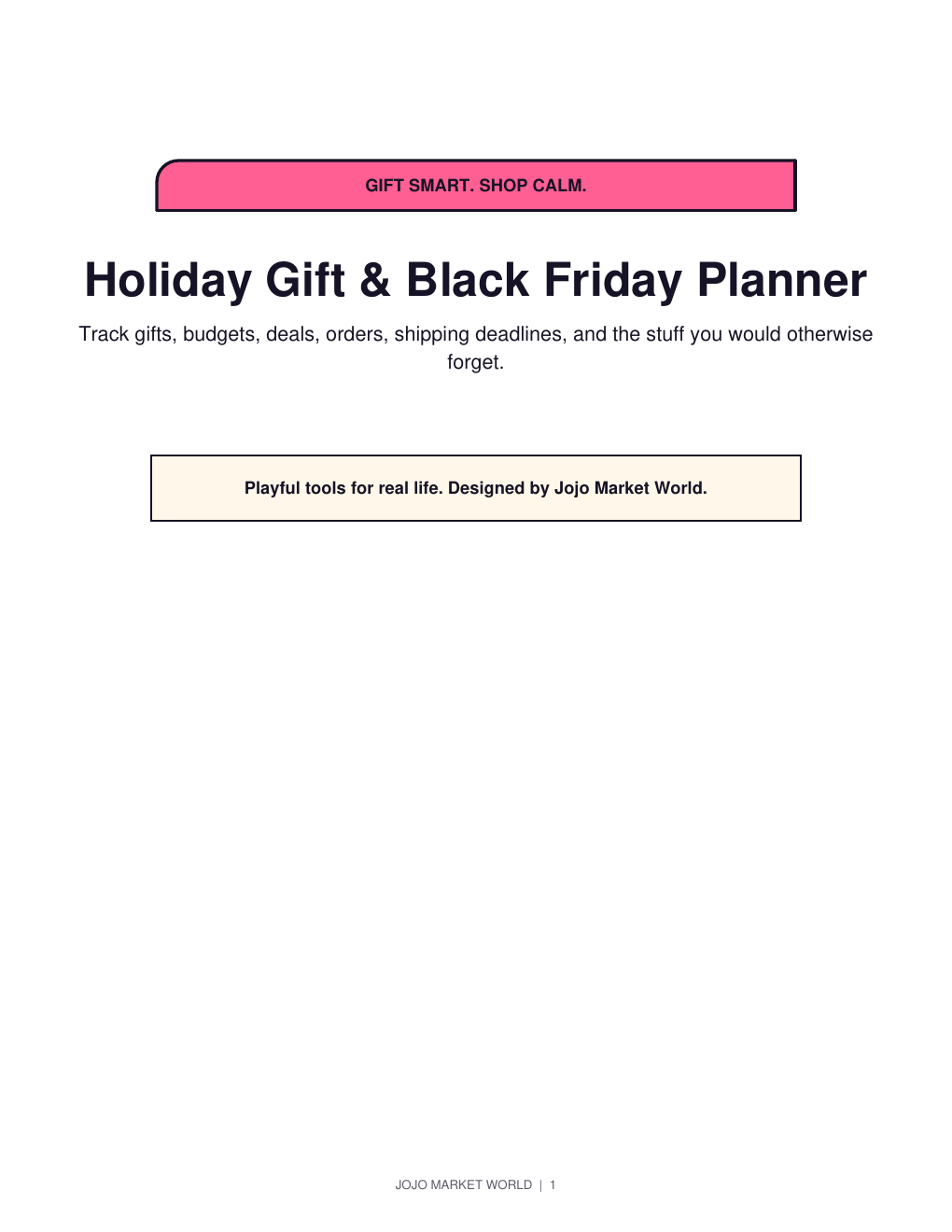 Holiday Gift & Black Friday Planner PDF