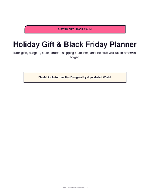 Holiday Gift & Black Friday Planner PDF