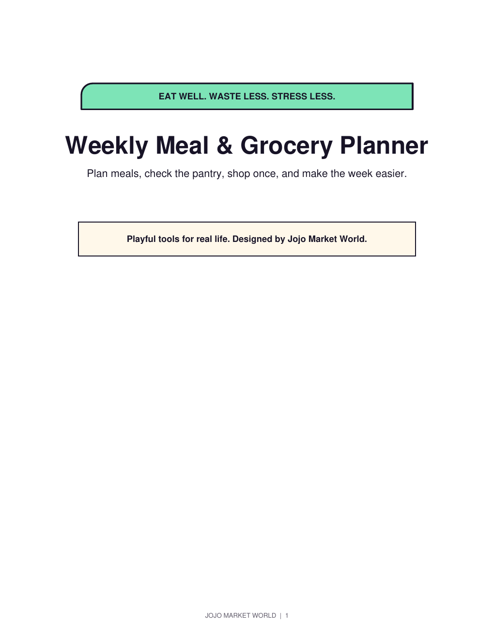 Weekly Meal & Grocery Planner PDF